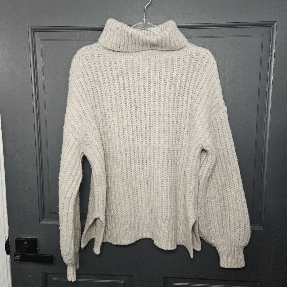 a new day Cream Turtleneck Sweater Cable Knit Woman Beige Small